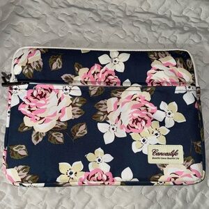 Canvaslife Navy Floral 14” Laptop Sleeve with Pink Roses